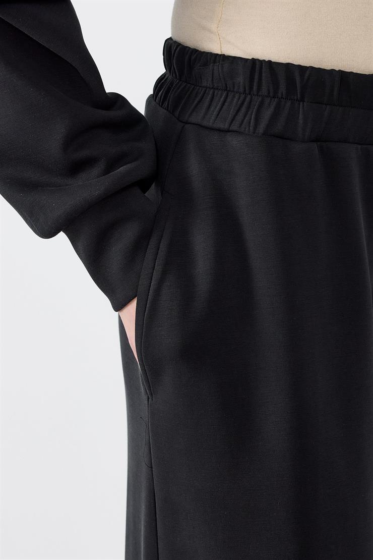 Pile Detaylı Pantolonlu İkili Takım SİYAH