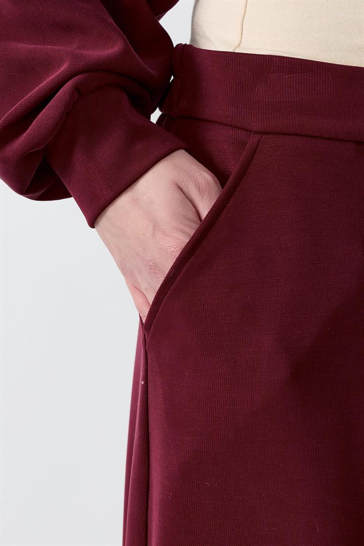 Pilikaşe Detaylı Fermuarlı Hırka Etekli Takım BORDO