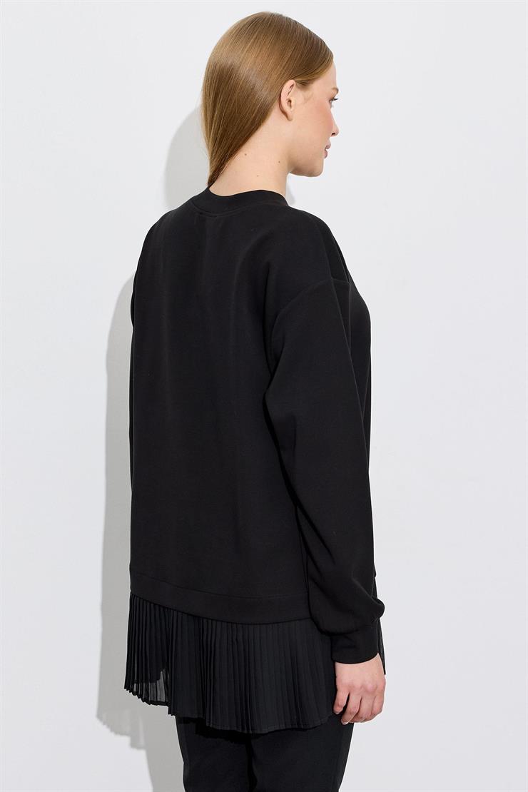 Plise Detaylı Aksesuarlı Tunik SİYAH