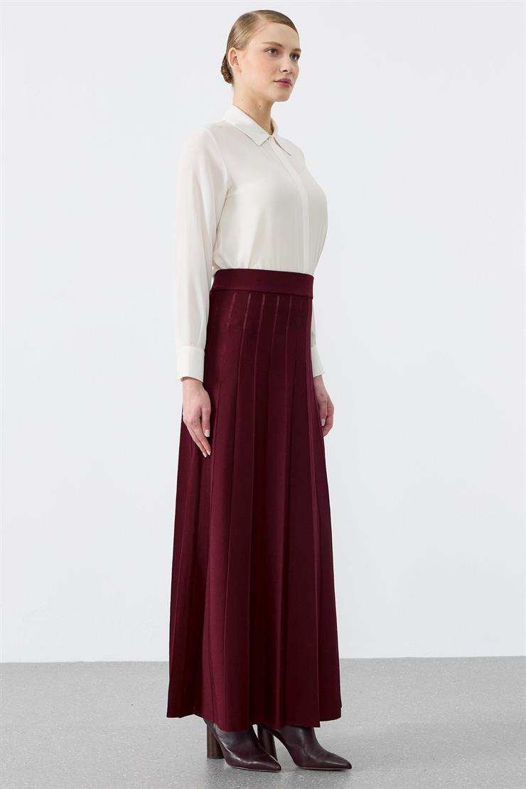 Pliseli Rayon Etek BORDO