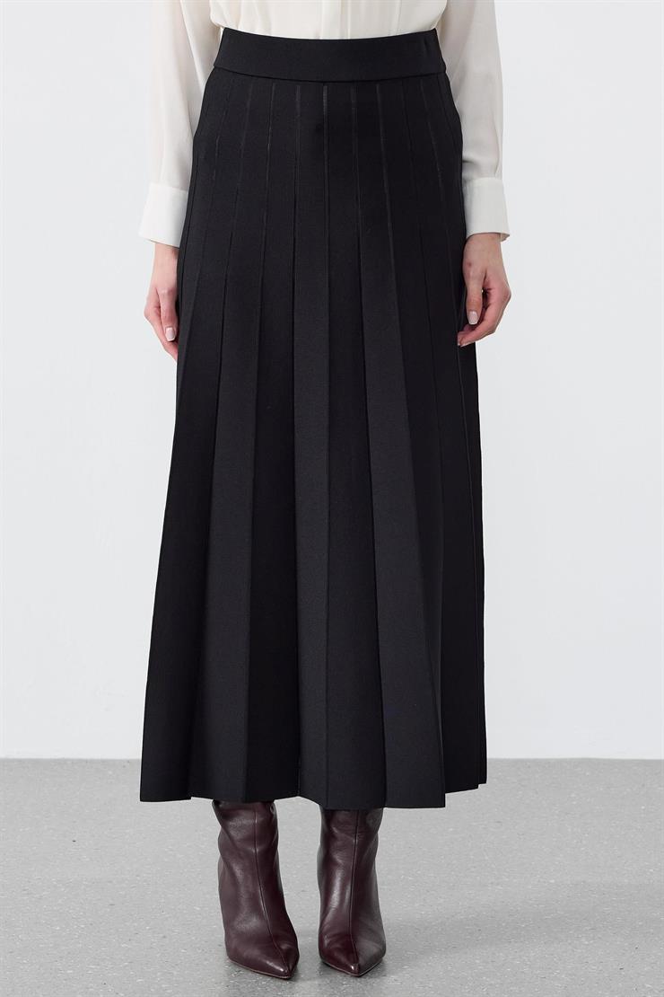 Pliseli Rayon Etek SİYAH