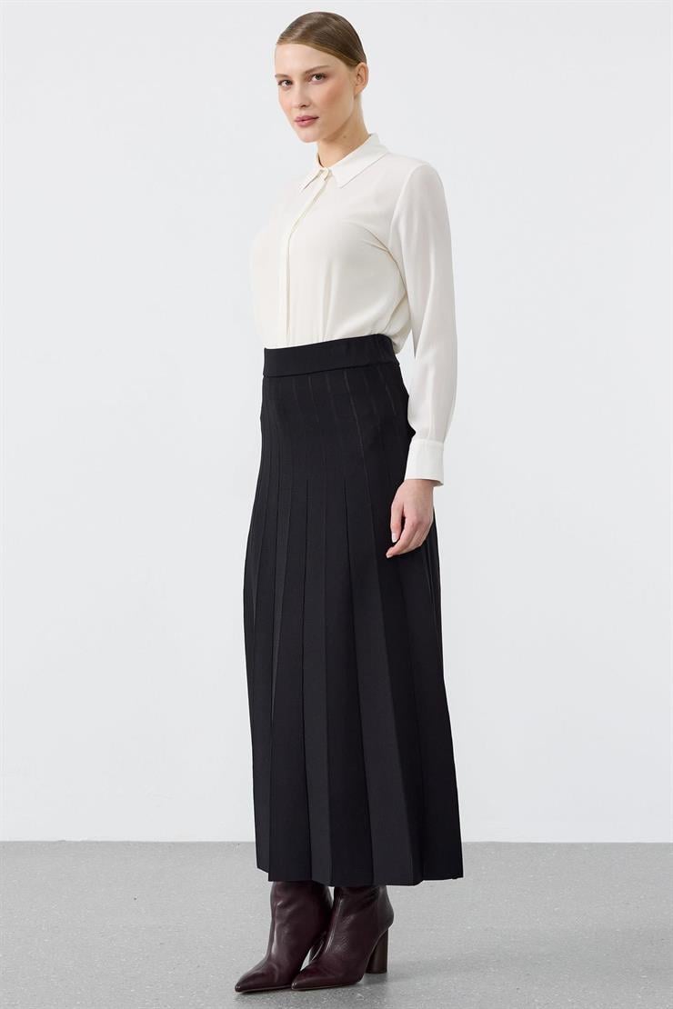 Pliseli Rayon Etek SİYAH