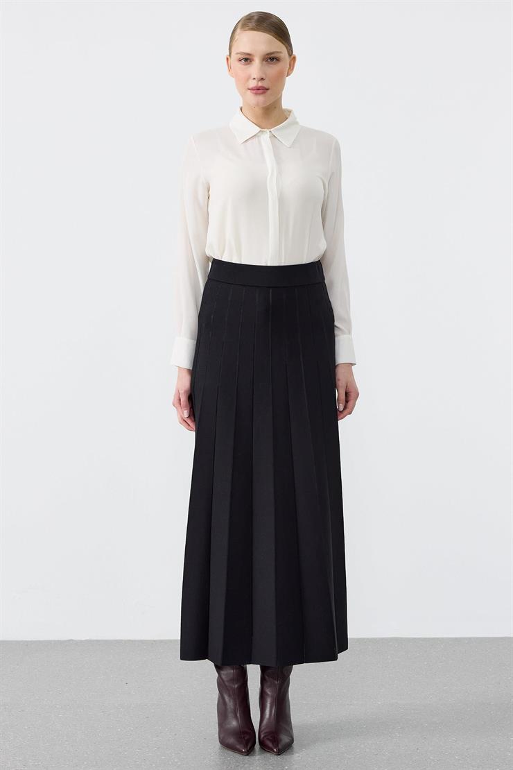 Pliseli Rayon Etek SİYAH