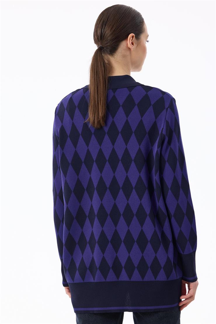 Polo Yakalı Baklava Desenli Tunik LACİ-SAKS