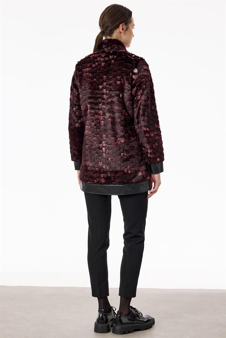 Polo Yakalı Önden Çıtçıtlı Kürk Mont MÜRDÜM