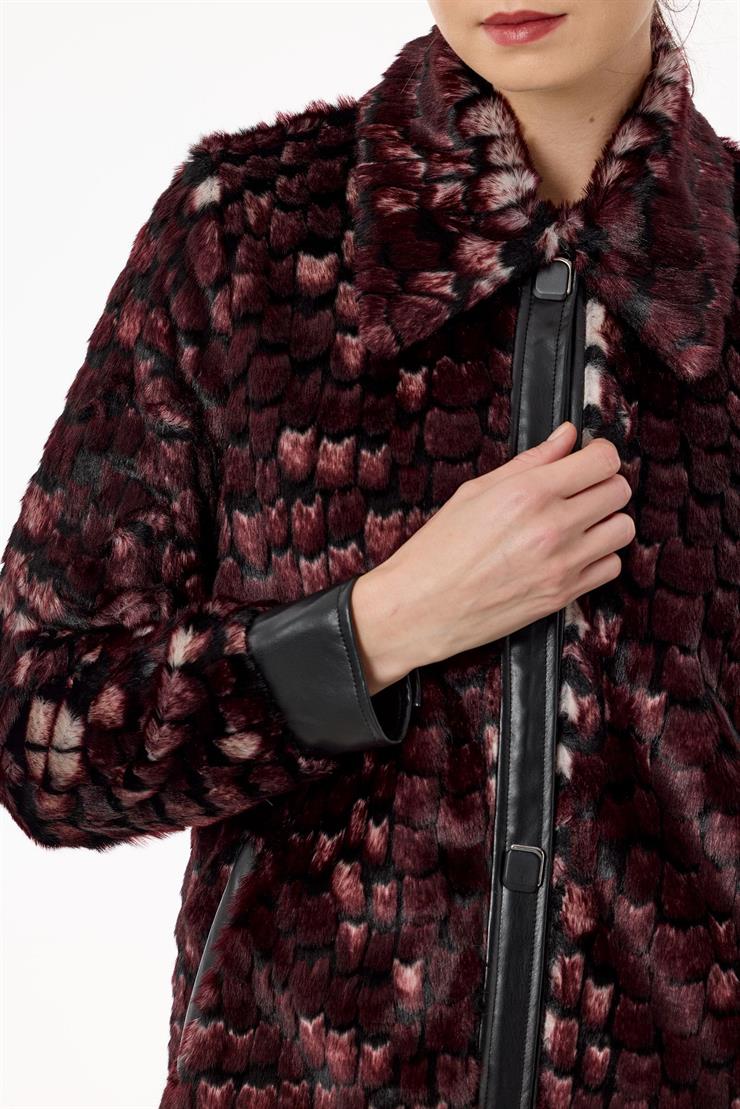 Polo Yakalı Önden Çıtçıtlı Kürk Mont MÜRDÜM