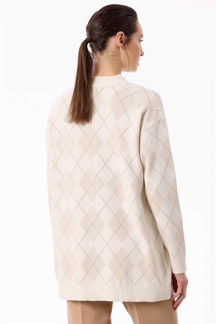 Polo Yakalı Triko Hırka EKRU