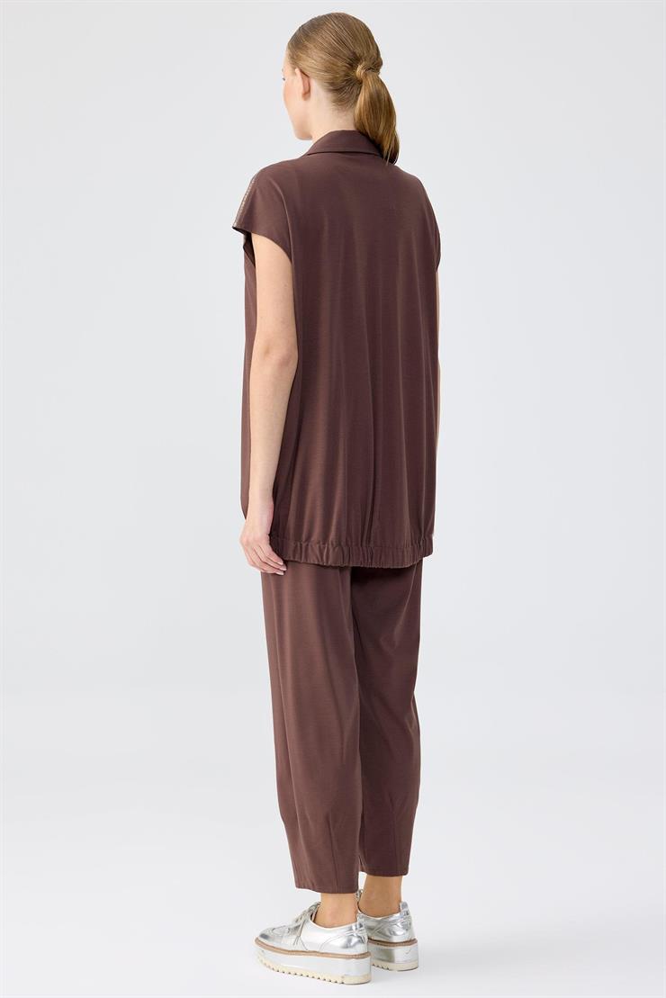 Pul şerit Detaylı Yelek Paça Pensli Pantolon Takım KAHVE