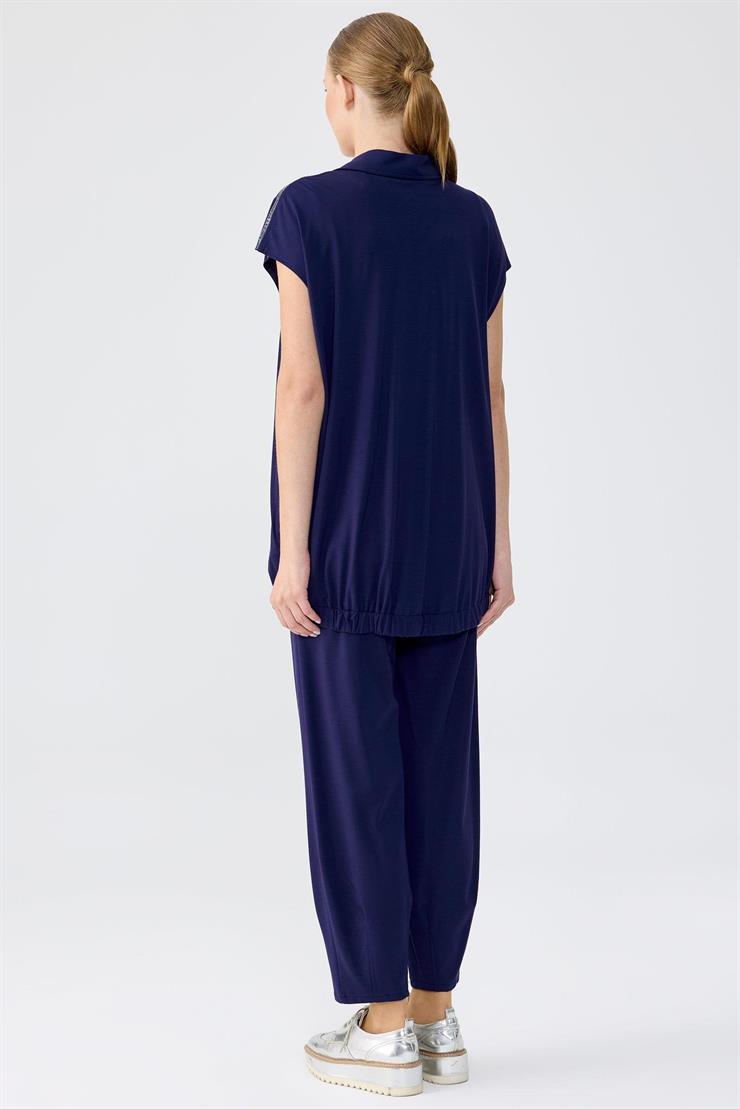 Pul şerit Detaylı Yelek Paça Pensli Pantolon Takım LACİVERT