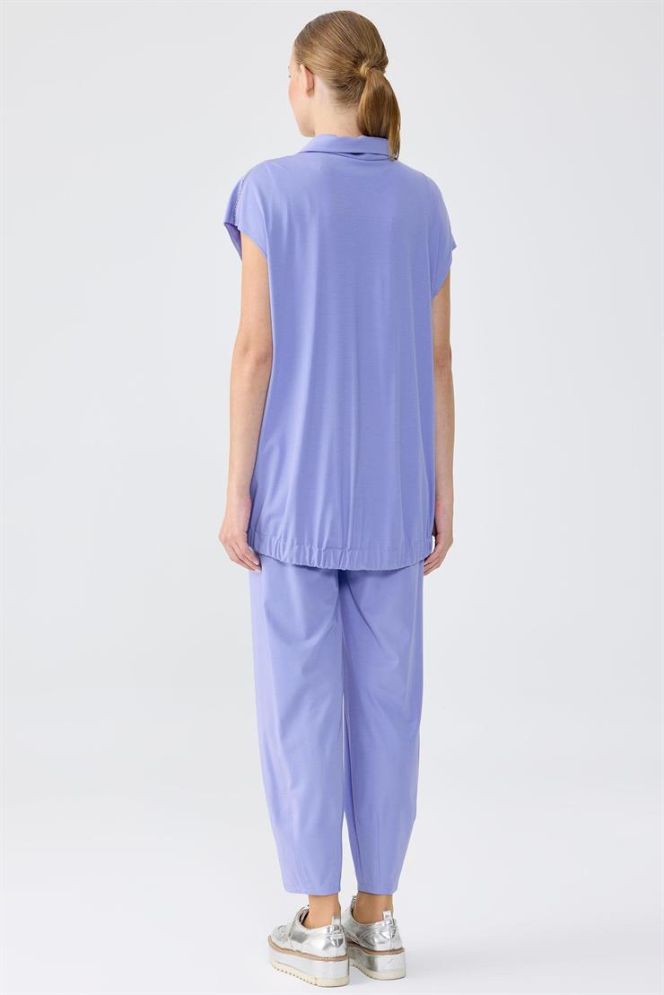 Pul şerit Detaylı Yelek Paça Pensli Pantolon Takım MAVİ