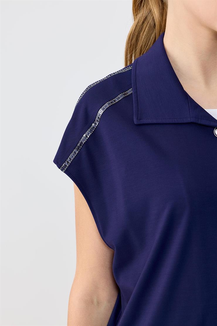 Pul şerit Detaylı Yelek Paça Pensli Pantolon Takım LACİVERT