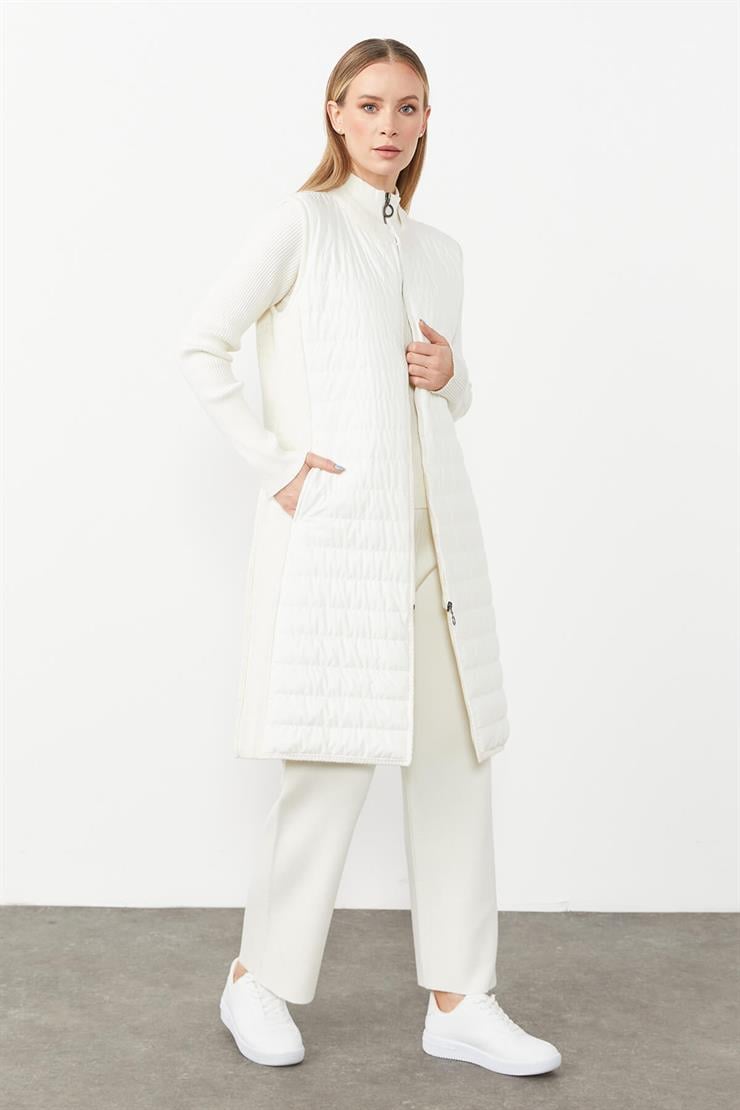 Ray Desen Uzun Yelek-EKRU