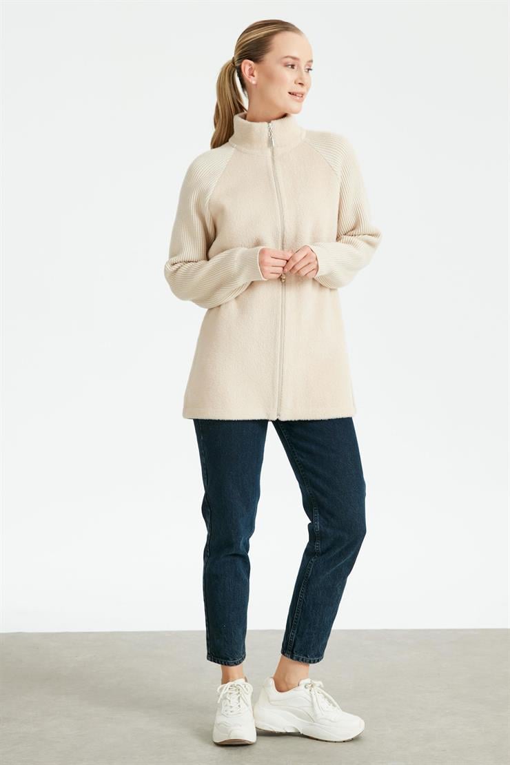 Reglan Kollu Triko Kombinli Mont BEJ