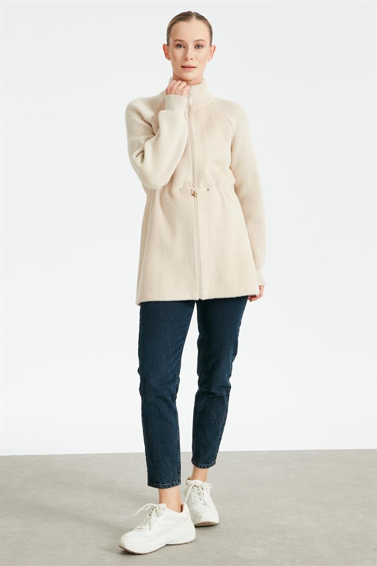 Reglan Kollu Triko Kombinli Mont BEJ