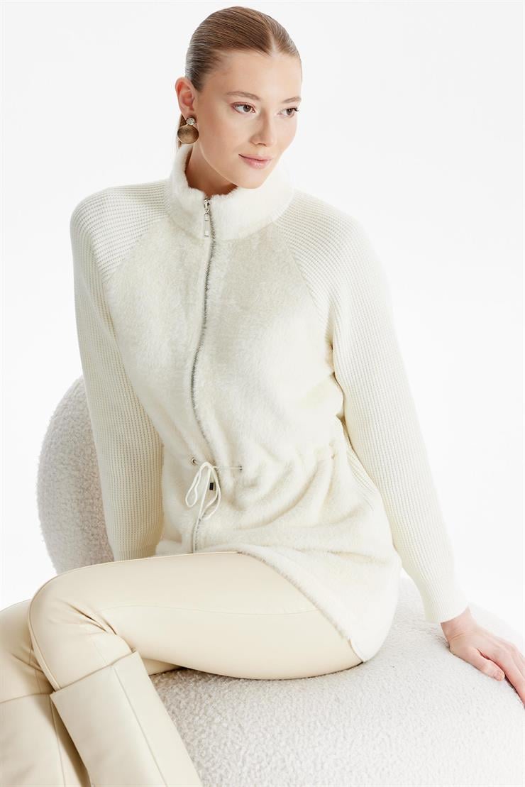 Reglan Kollu Triko Kombinli Mont EKRU