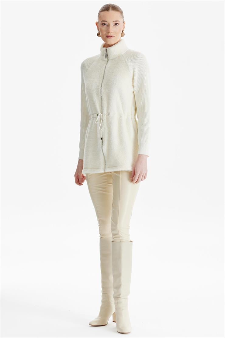 Reglan Kollu Triko Kombinli Mont EKRU