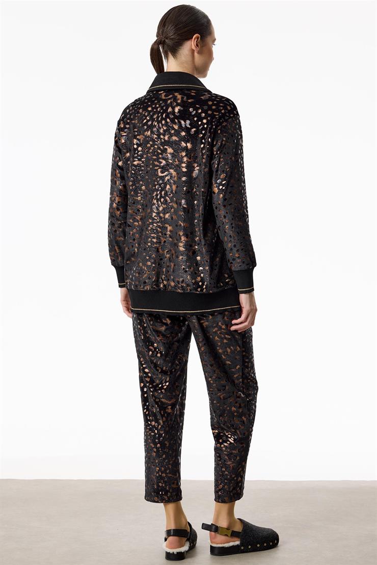 Ribana Detaylı Leopar Desenli Takım SİYAH