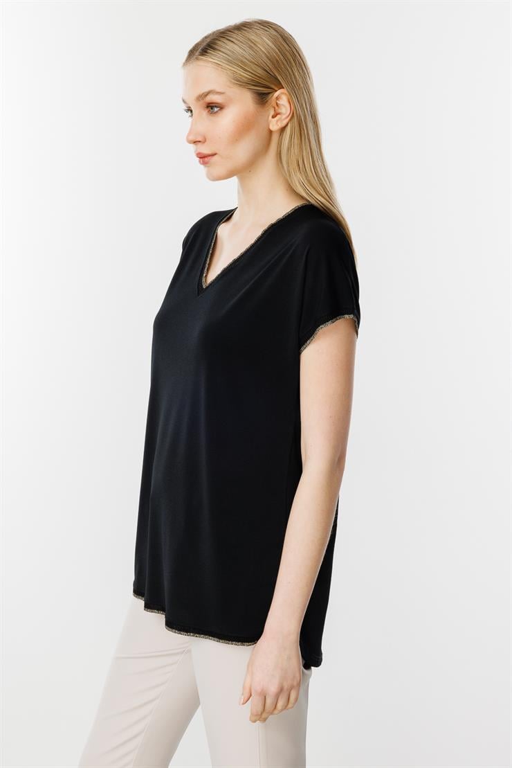Ribana Kombinli V Yaka Basic Bluz-SİYAH