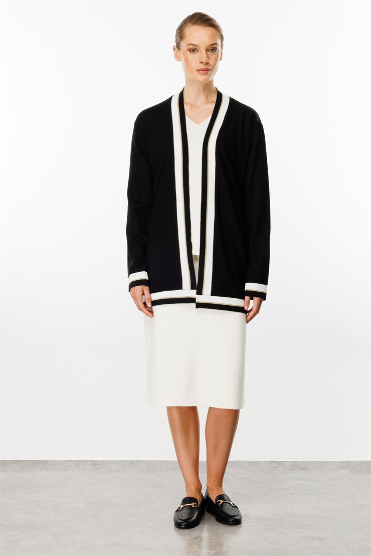 Ribanalı Örme Hırka-SİYAH