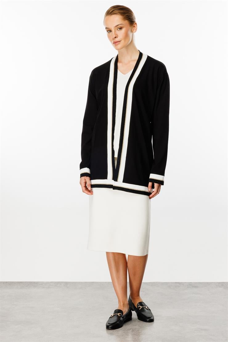 Ribanalı Örme Hırka-SİYAH