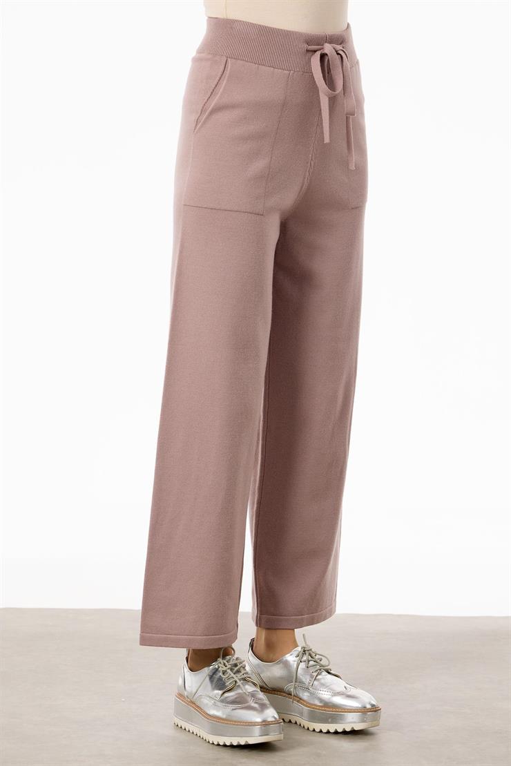 Şerit Payet Detaylı Pantolonlu Triko takım PUDRA