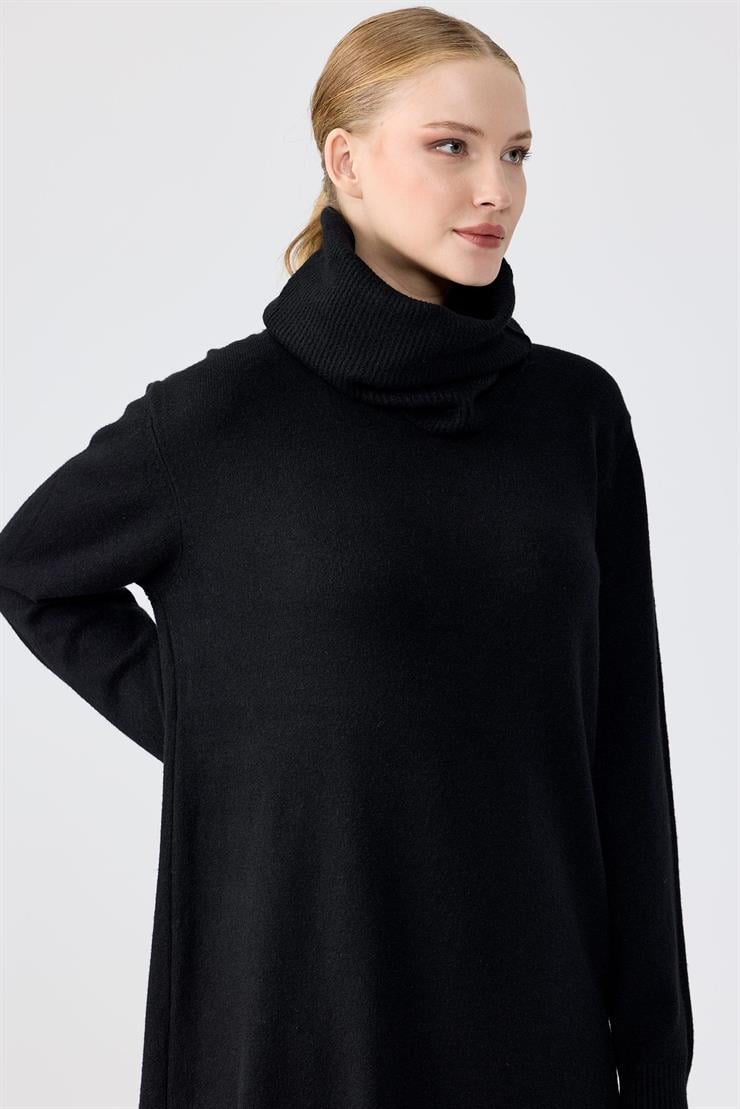 Seyyar Balıkcı Yaka Püsküllü Pantolonlu Triko Takım SİYAH