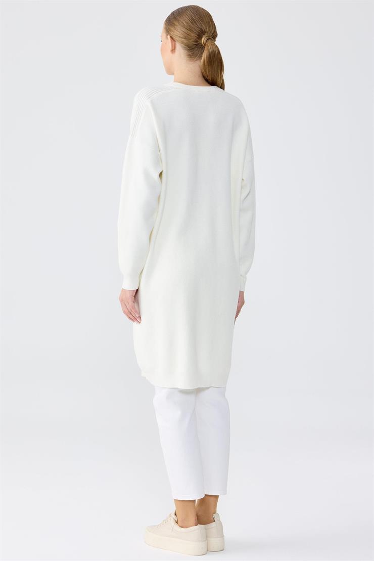 Sıfır Yaka Cepli Triko Tunik EKRU