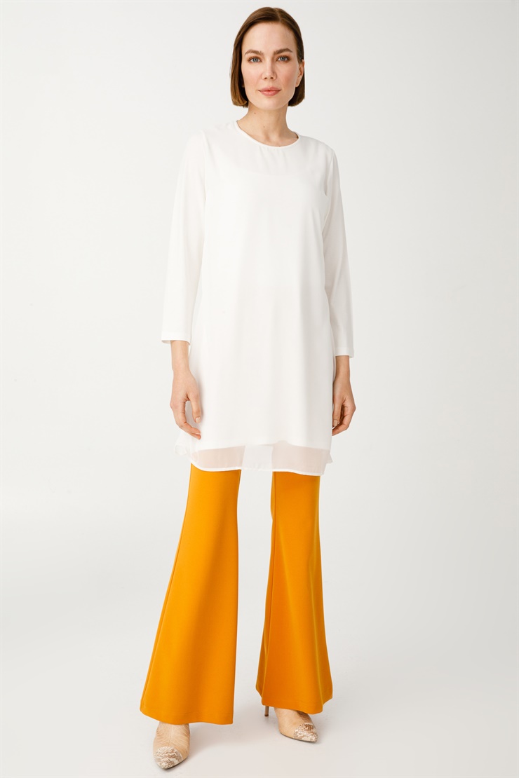 Şifonlu Penye Tunik-EKRU