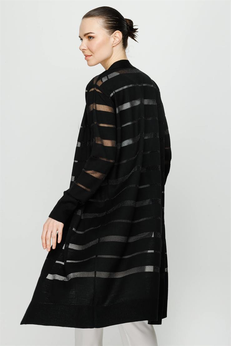 Sim Çizgili Hırka-SİYAH