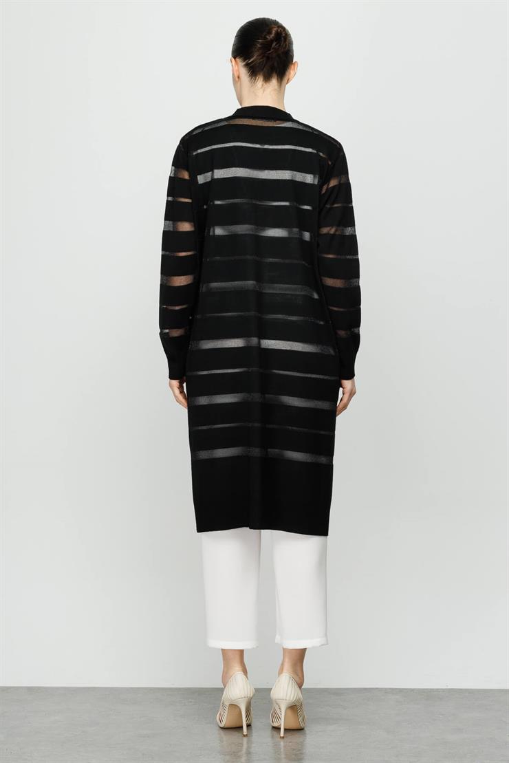 Sim Çizgili Hırka-SİYAH