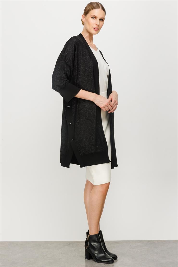 Simli Düğme Detaylı Hırka-SİYAH