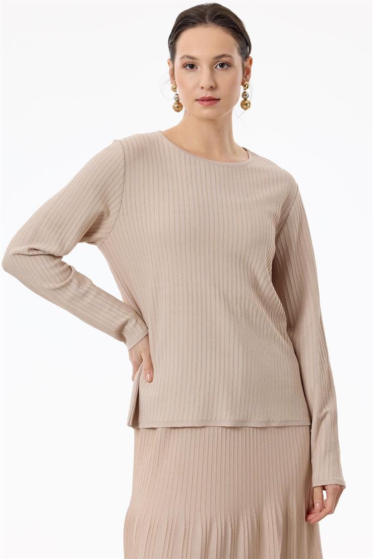 Simli Etekli Rayon Takım BEJ