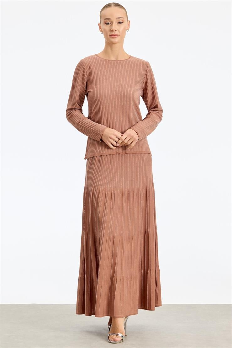 Simli Etekli Rayon Takım KAKAO