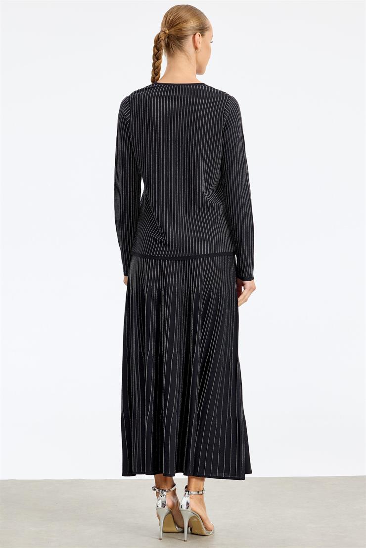 Simli Etekli Rayon Takım SİYAH