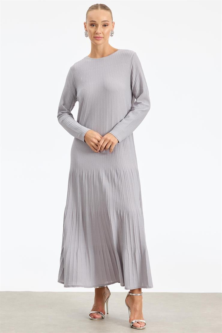Simli Rayon Elbise GRİ