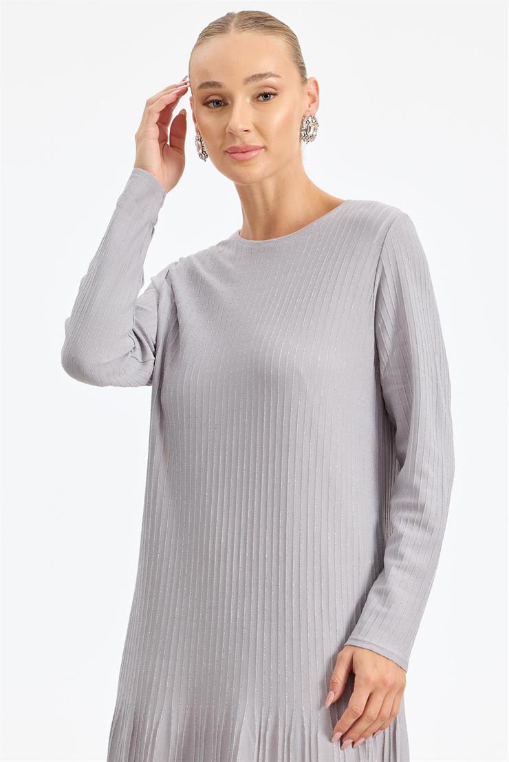 Simli Rayon Elbise GRİ