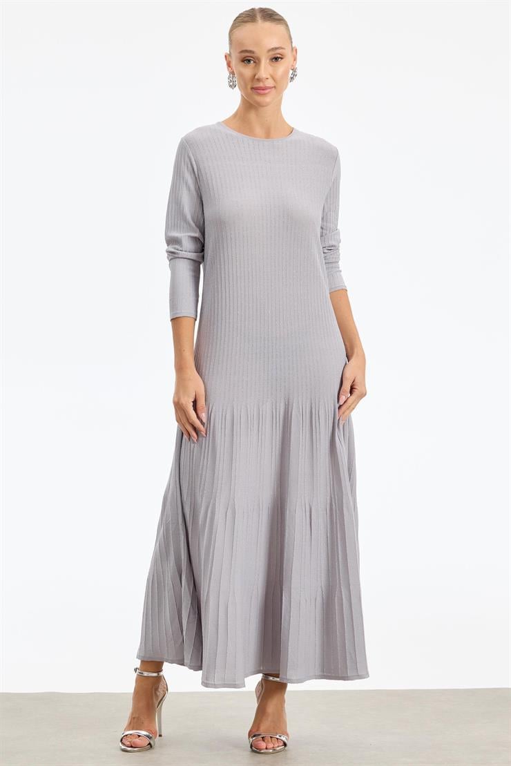 Simli Rayon Elbise GRİ