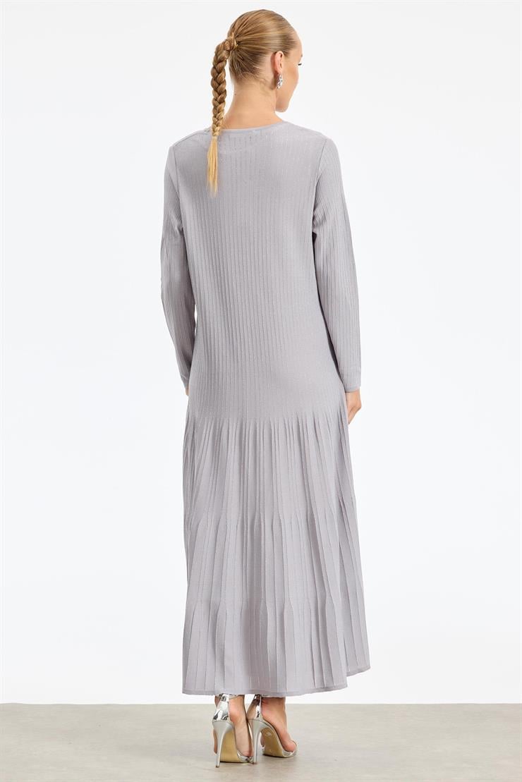 Simli Rayon Elbise GRİ