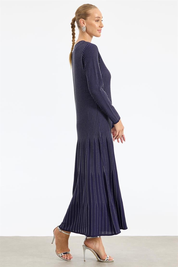 Simli Rayon Elbise NAVY