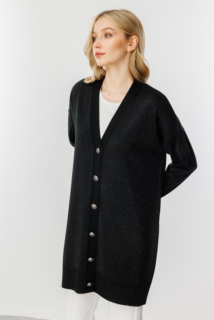 Simli Triko Hırka-SİYAH