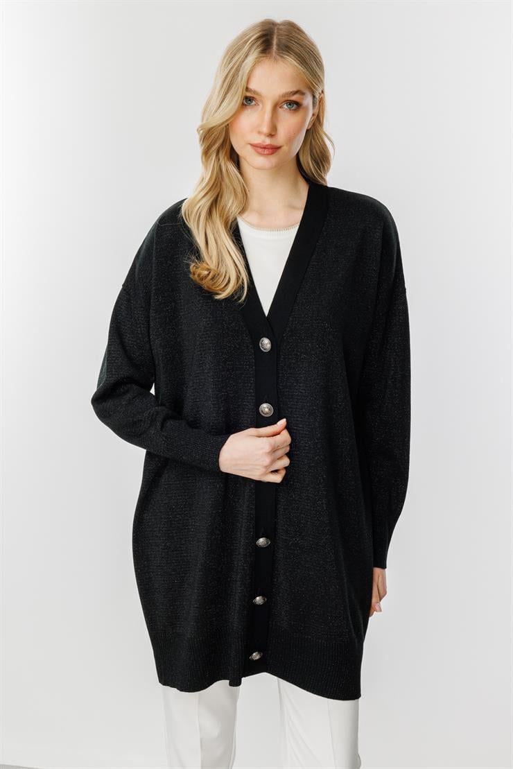 Simli Triko Hırka-SİYAH