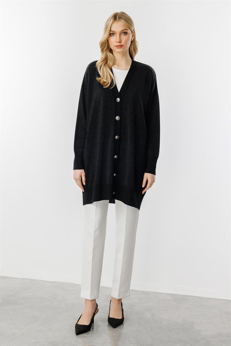 Simli Triko Hırka-SİYAH