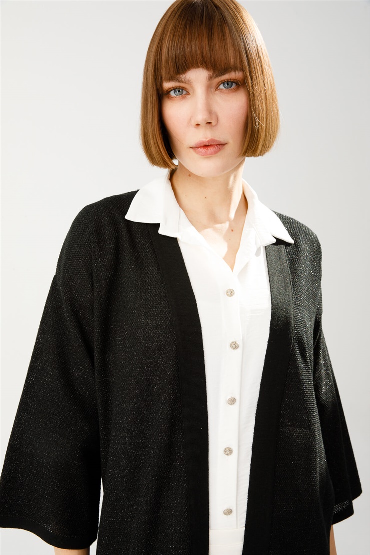 Simli Truvakar Kol Hırka-Siyah