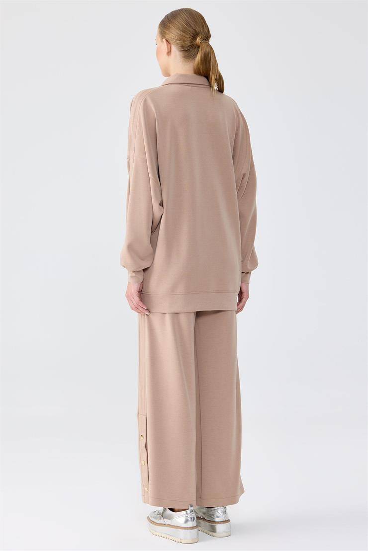 Spor Dikiş Detaylı Paçaları Çıtçıtlı Takım CAMEL
