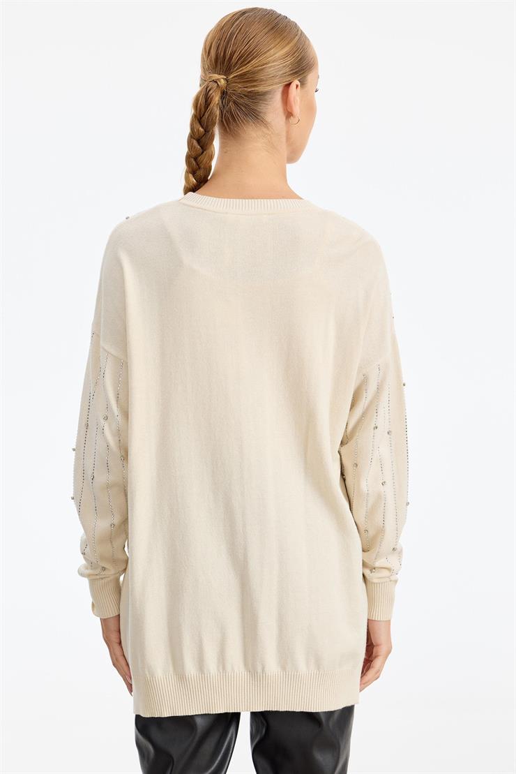 Suyolu Taş Baskılı Triko Tunik EKRU