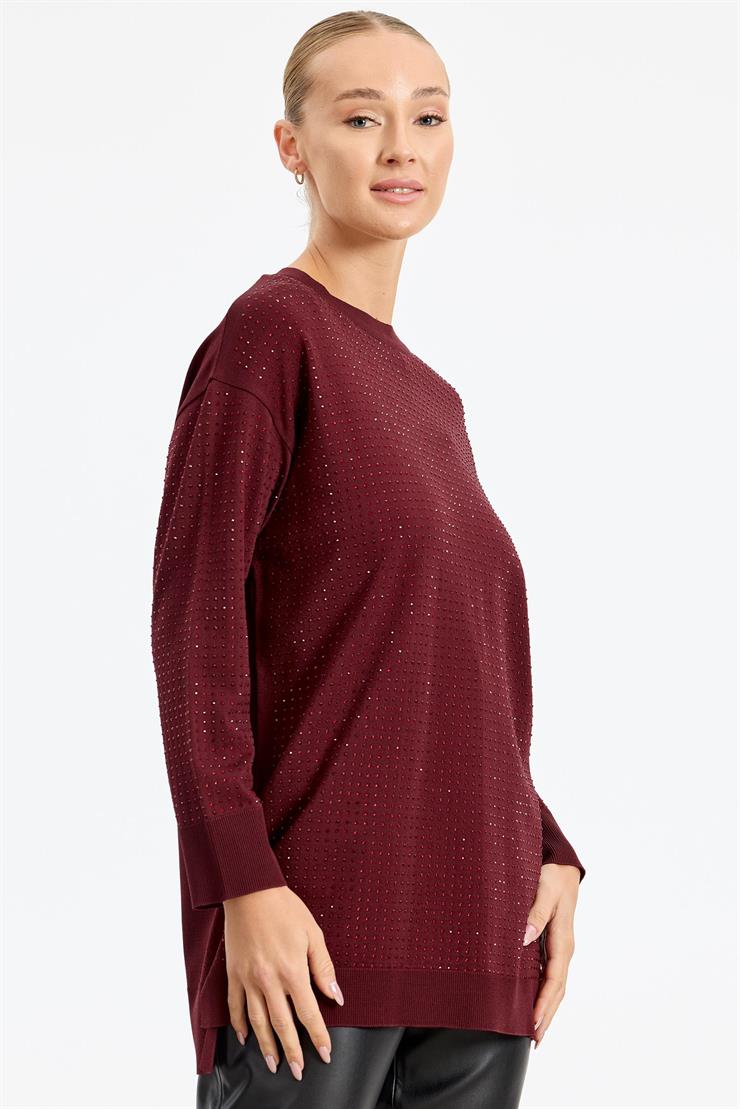 Taş Baskılı Rayon Tunik BORDO