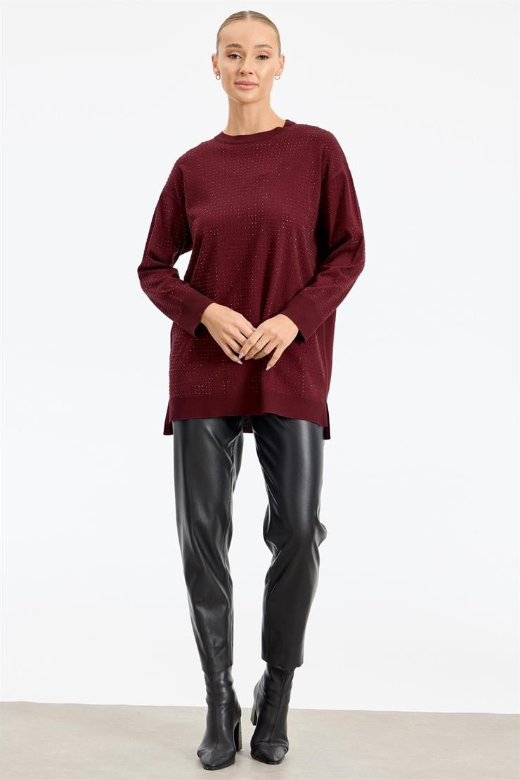 Taş Baskılı Rayon Tunik BORDO