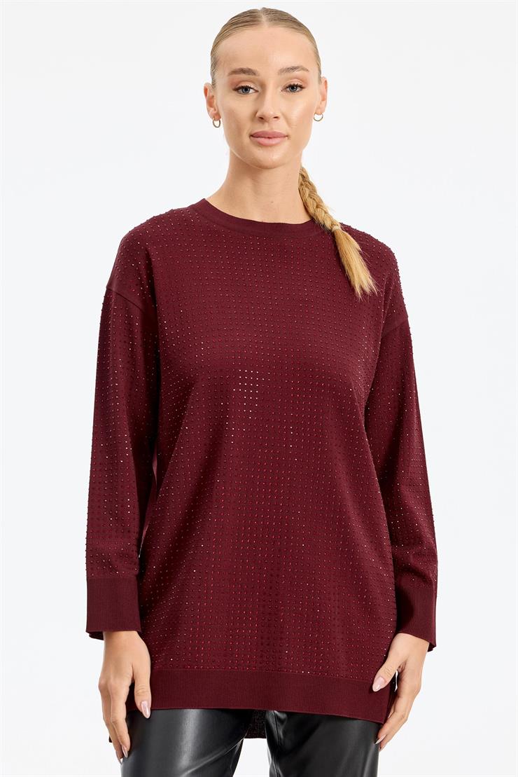 Taş Baskılı Rayon Tunik BORDO