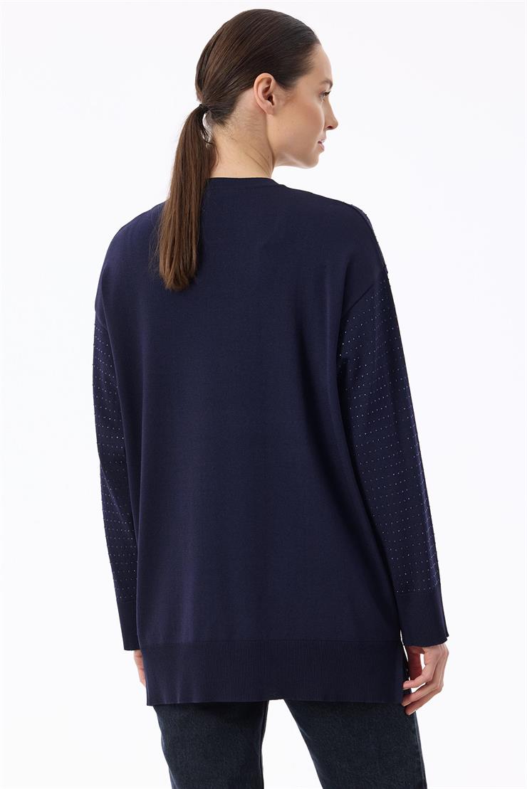 Taş Baskılı Rayon Tunik LACİVERT