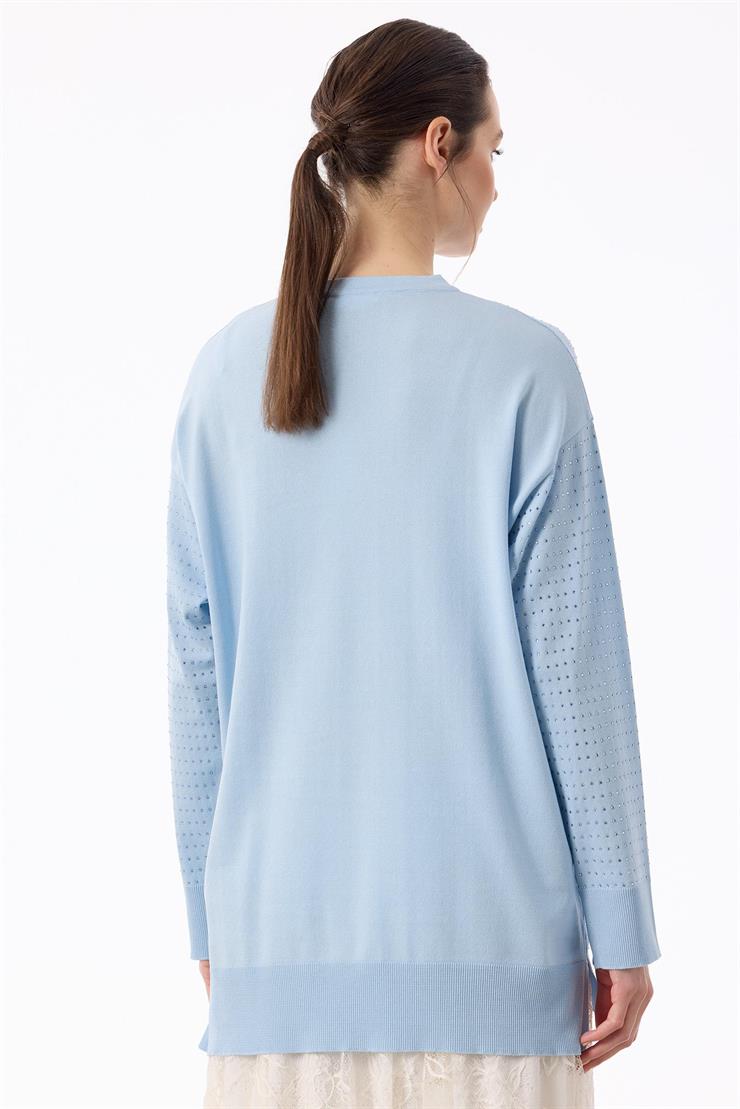 Taş Baskılı Rayon Tunik MAVİ